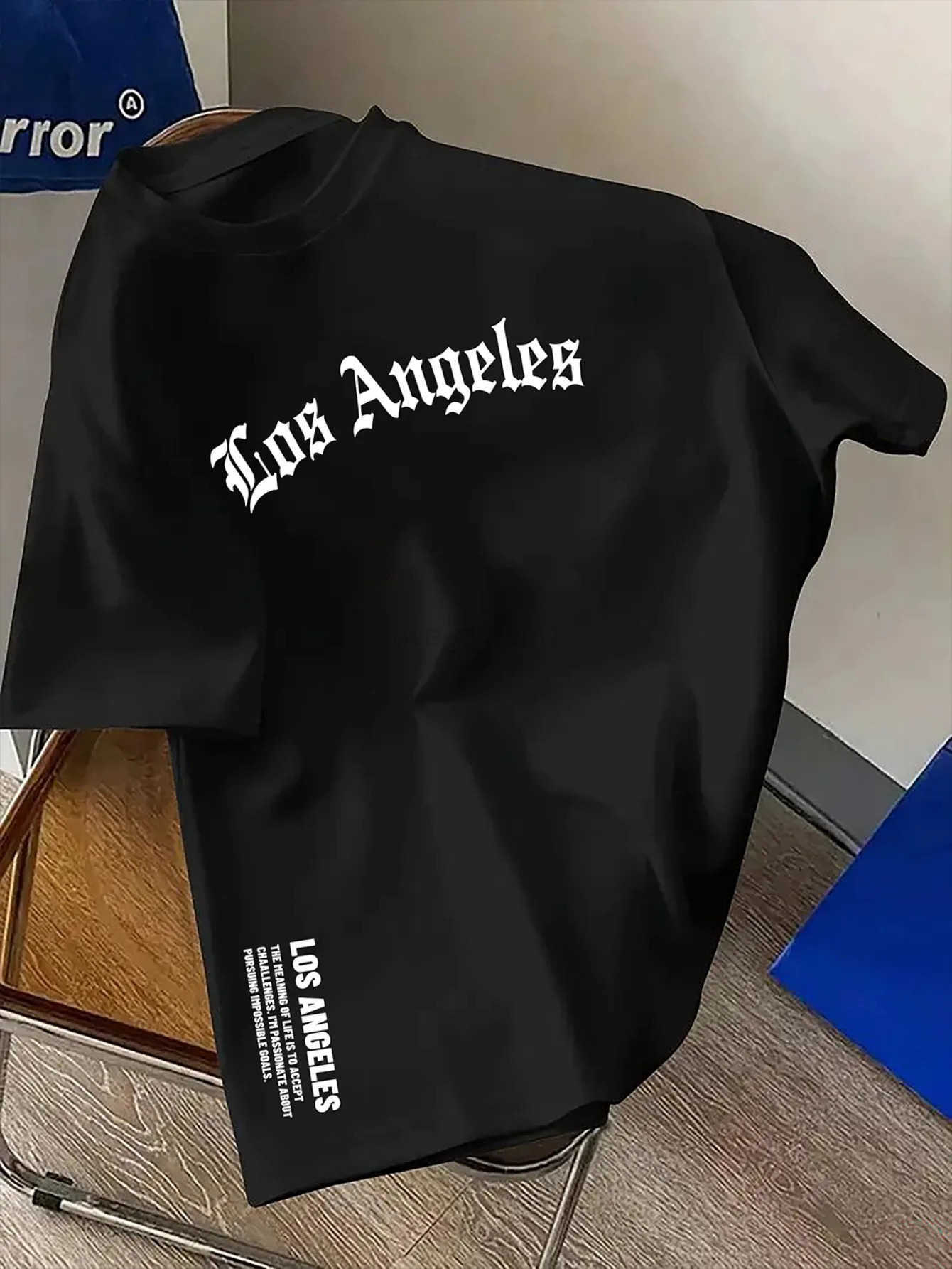 Mens Summer 100% Cotton Fashion Los Angeles Letter Printed Loose Large Casual Comfortable Round Neck Short Sleeve T-shirt Top T250714