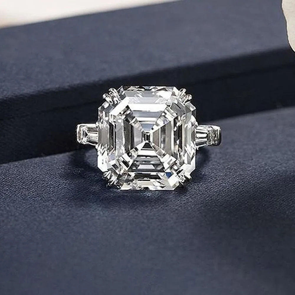 8 Asscher Crystal Cubic Zirconia Rings for Women Fashion Wedding Engagement Bands Female Ring Anniversary Party Jewelry 250712