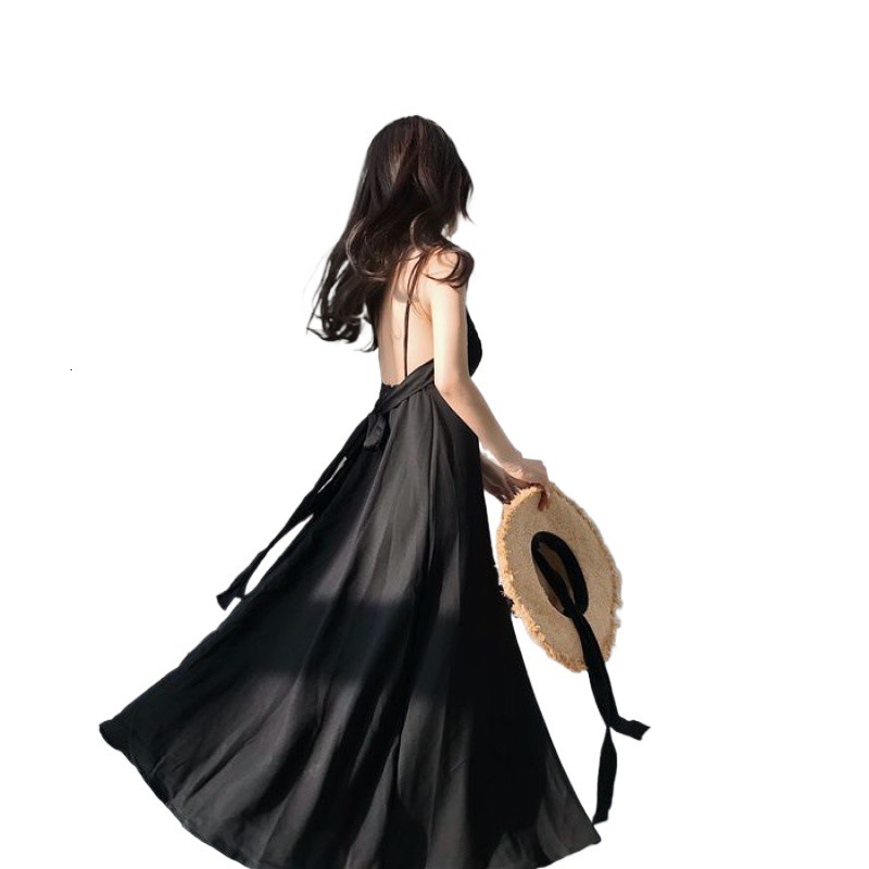 2025 New women's dress butterfly condensation back dress summer new lace up vacation waist tightening hollow slim fit trumpet long dress women�
