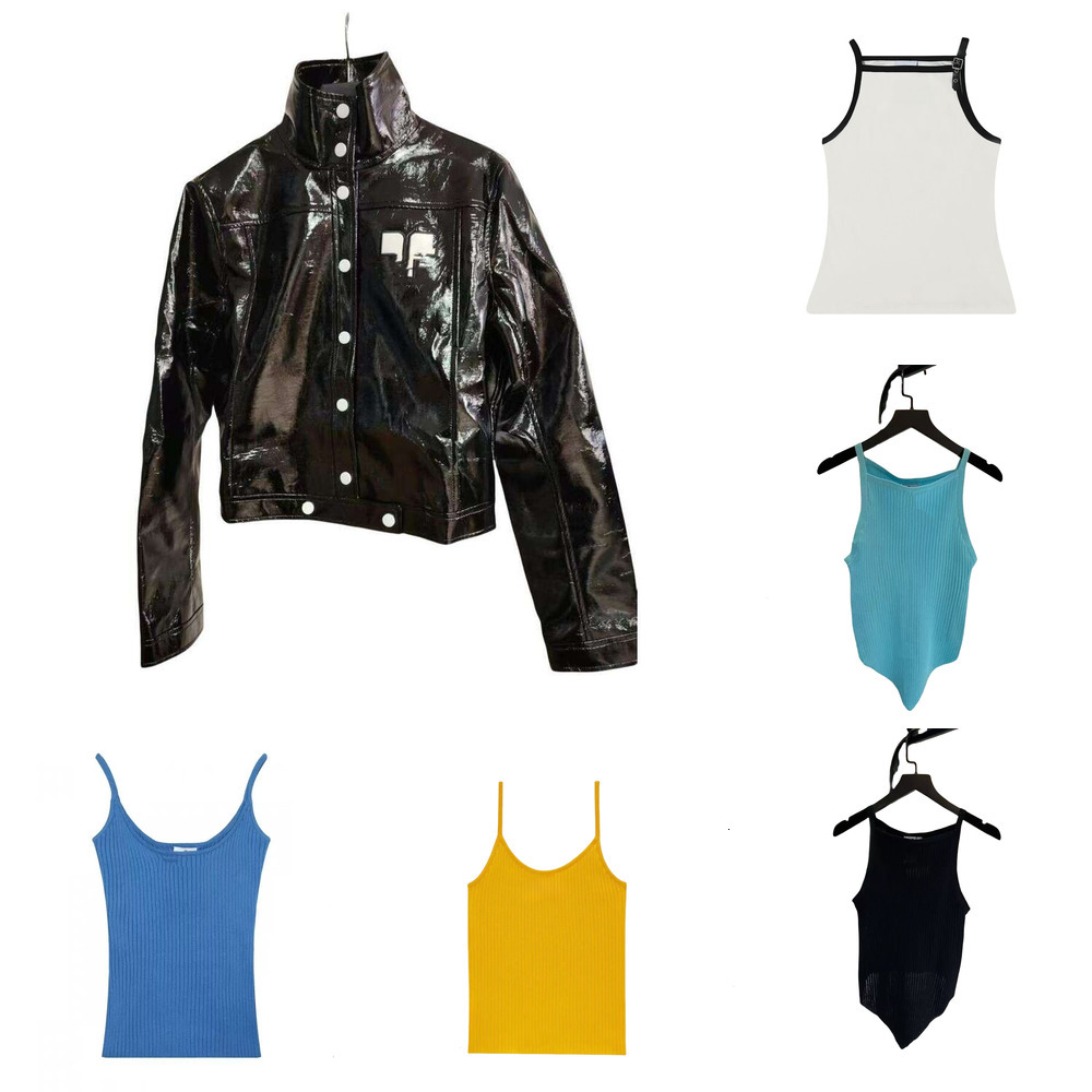 25ss Summer Fashions Designer courreged Shirt Jacket High Quality Patent Leather Shiny Pu Jacket Trendy Shiny Slim Fit Long Sleeved Jacket cour skirt veste jacket