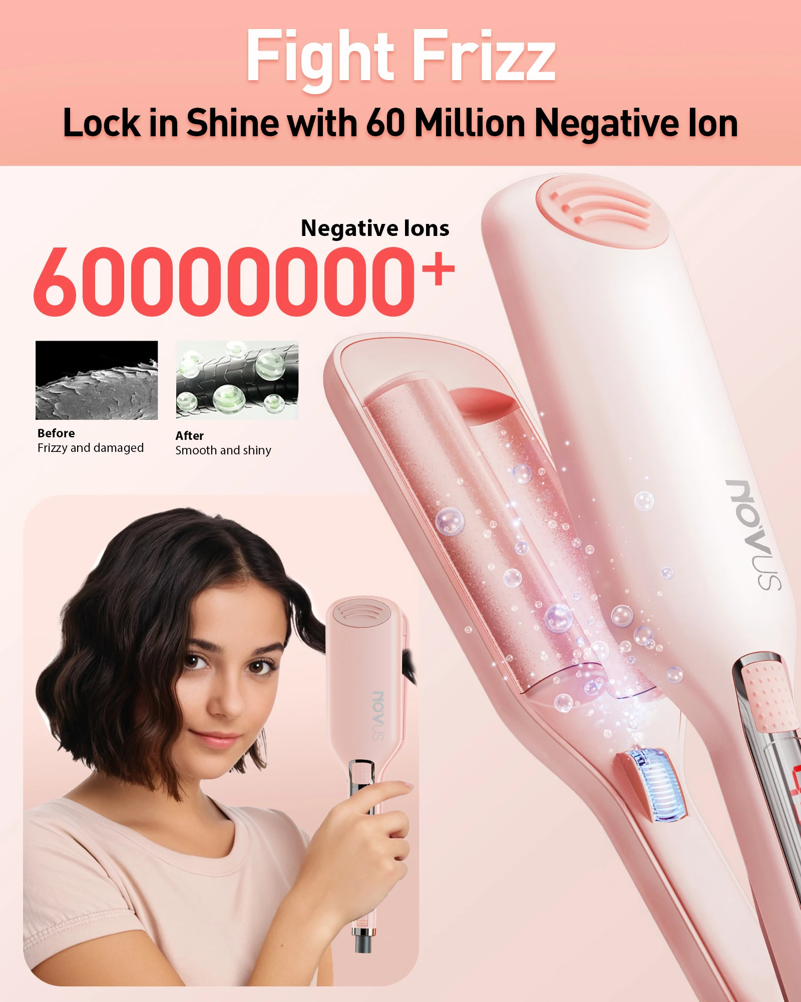 Wave Curling Iron Adjustable Temperature for Different Hair Types Creates Loose or Deep Waves Depending on Styling Technique 250712