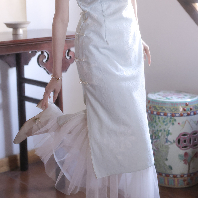 New women's skirt, new Chinese qipao inner layer multi-layer bottom skirt, women's solid color white underskirt, new elegant and dignified s