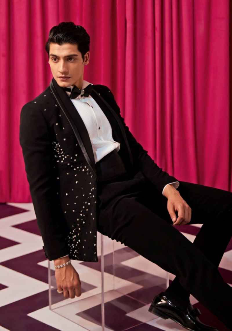 Customized 2 Pieces Men Suits Shawl Lapel One Button Crystal Beadeds Groom Wedding Tuxedos Sets Slim Fit Dinner Party Wear