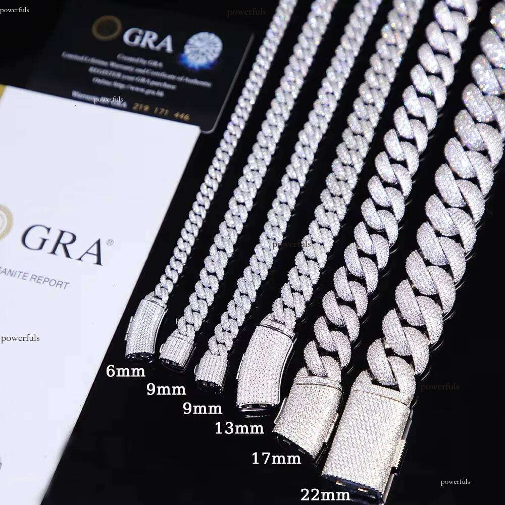 New Arrival Rapper's Hip Hop Jewelry 22mm Sterg Sier 5 Rows VVS Moissanite Iced Out Thick Cuban k Chain Necklace