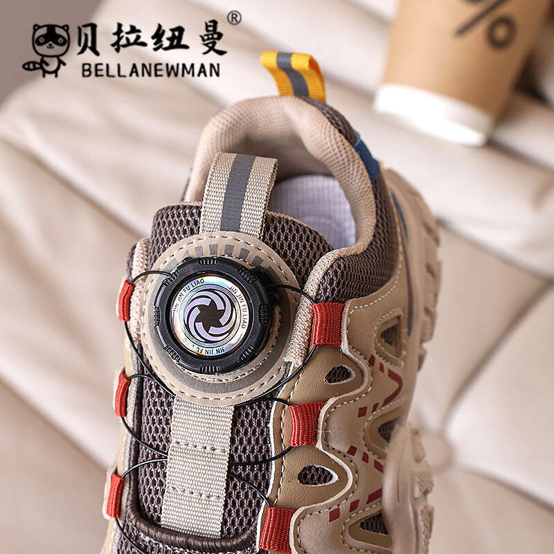 Girls' Fashion Dad Shoes 2025 Spring and Autumn New Korean Style Boys' Mesh Breathable Rotating Buckle Sneakers