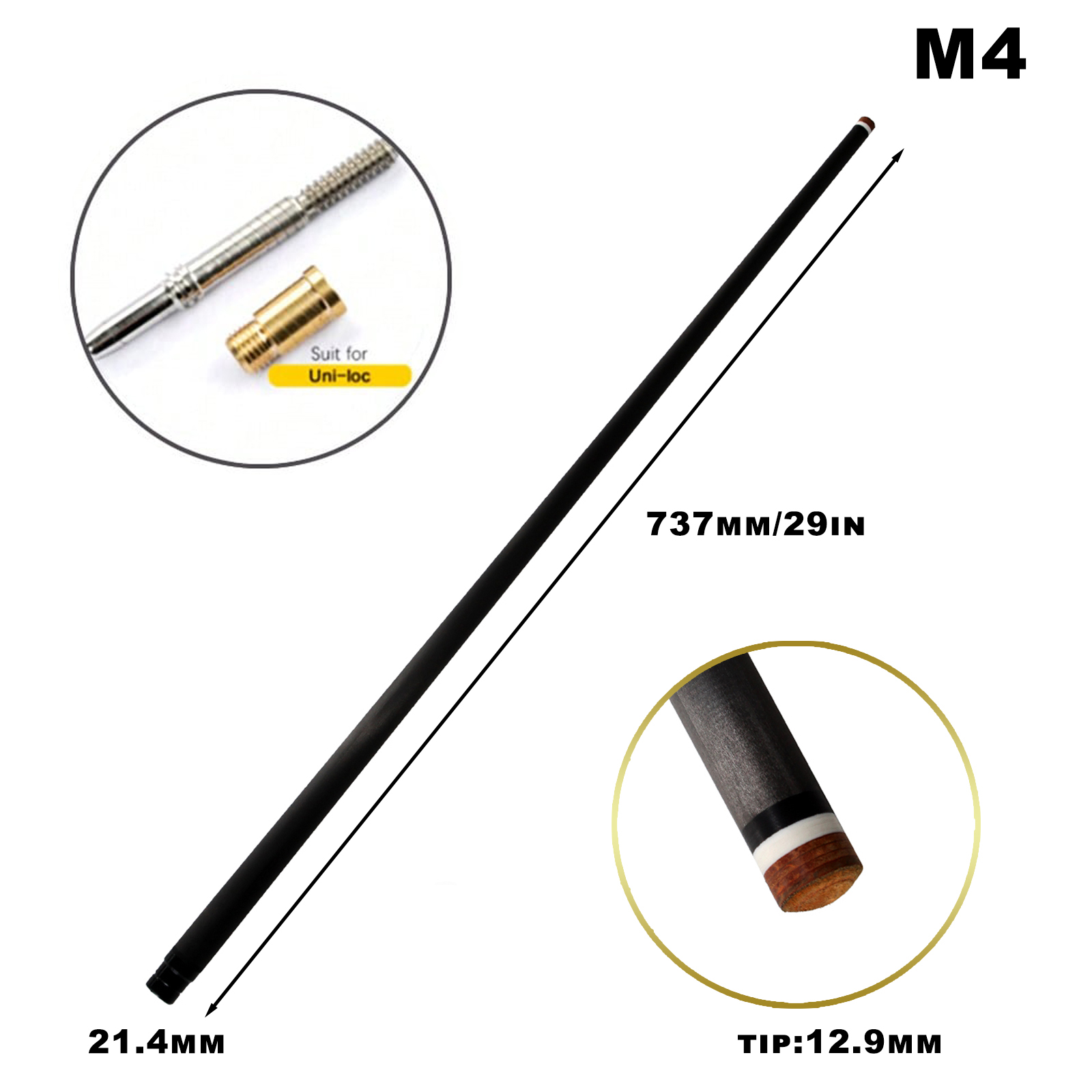 Carbon fiber Shaft Black Technology Billiard Cue Forelimb Bakelite Tip Diameter 12.9mm Foam Filling Uni-loc 3 Tooth Joint for Pool Cue Low Deflection 