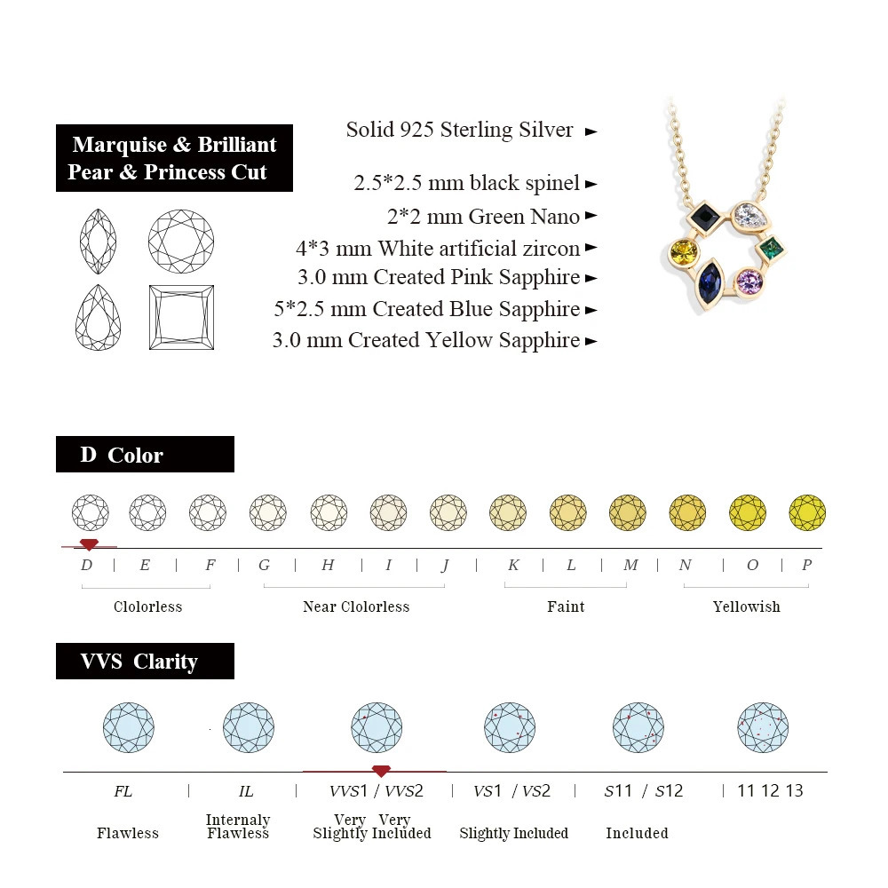 mintybox s925 Sterling Silver LabGrown Gemstone Necklaces Created Sapphire for Women 455cm Chain Wedding Fine Jewelry Gift 250712