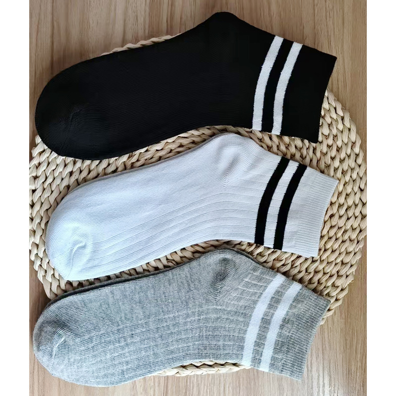 Colorblocked two-bar casual business style mid-calf socks for all kinds of business casual sports people made of polyester A pack of 10 pairs wholesal