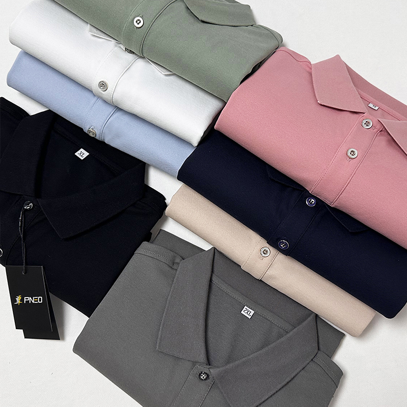 Double bead cotton polos High-end business iron-free cotton polo shirts for men and women with the same work clothes unit company tooling cultural shi