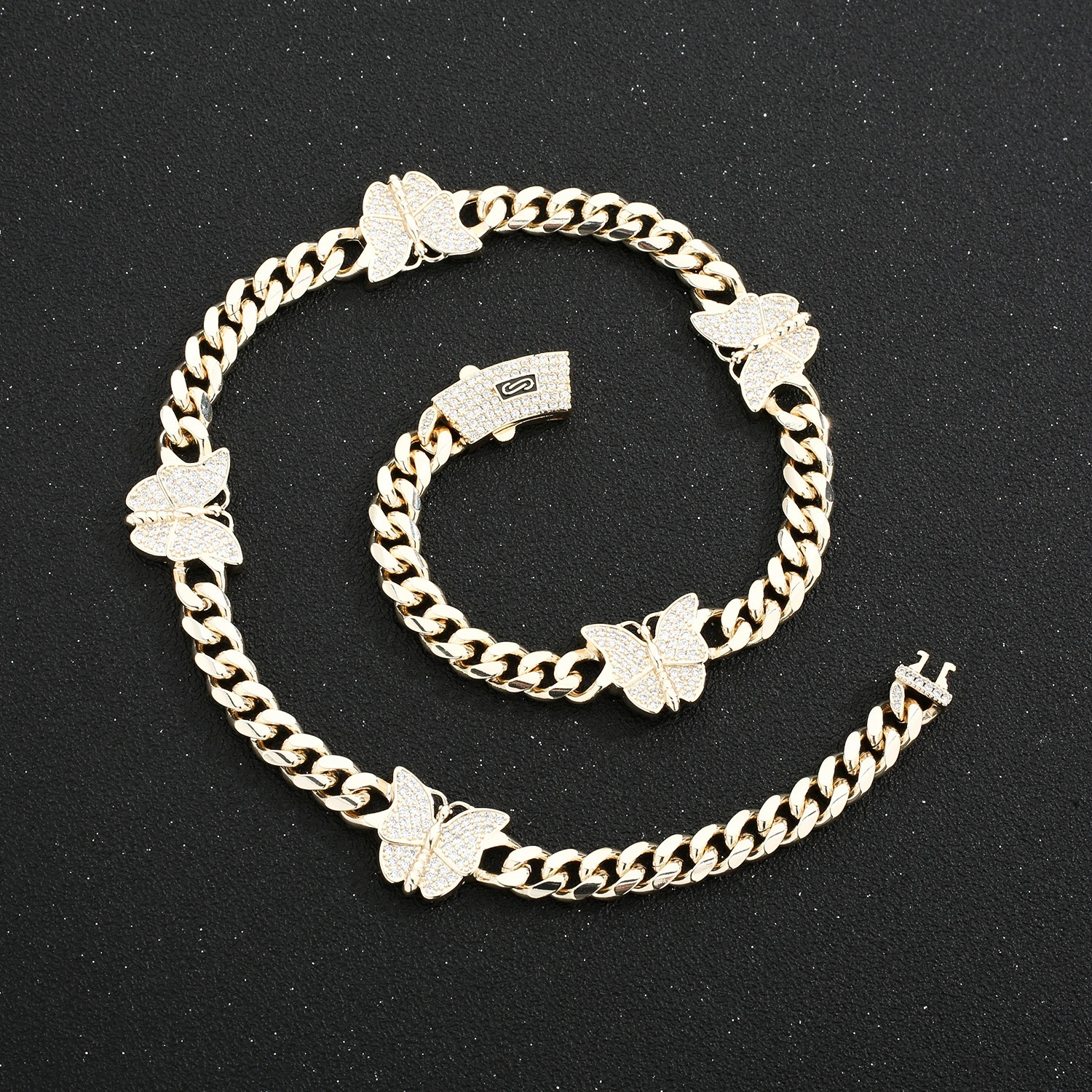 Butterfly Necklace 14K Gold Plated Copper with White Zirconia 45cm 50cm 55cm I2K Layering Jewelry 250712