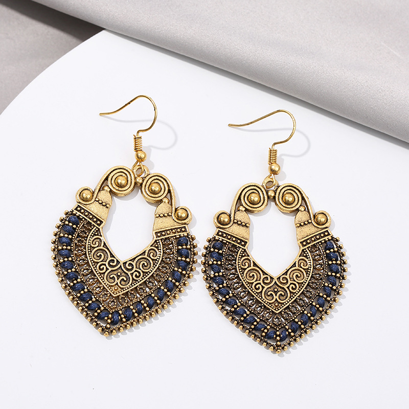 New Ear Drops Bohemian Alloy Retro Earrings with Heart shaped Woven Wrapped Design for Elegant Look