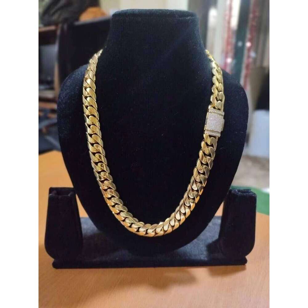 Cuban chain StoreK gold20mmMiami Link Cuban Genuine Silicone Stone Men's Chain 14k 18KGold Plated