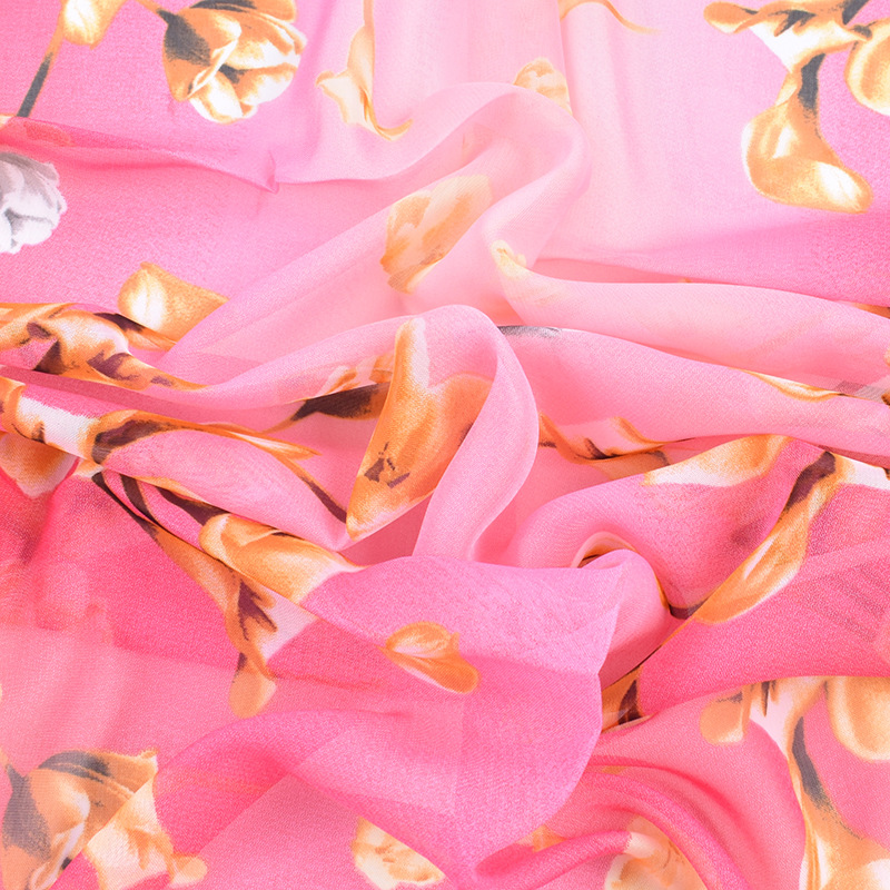 K1360 New sunscreen lily flower pattern print elegant ladies chiffon scarf breathable scarf thin small gauze scarf