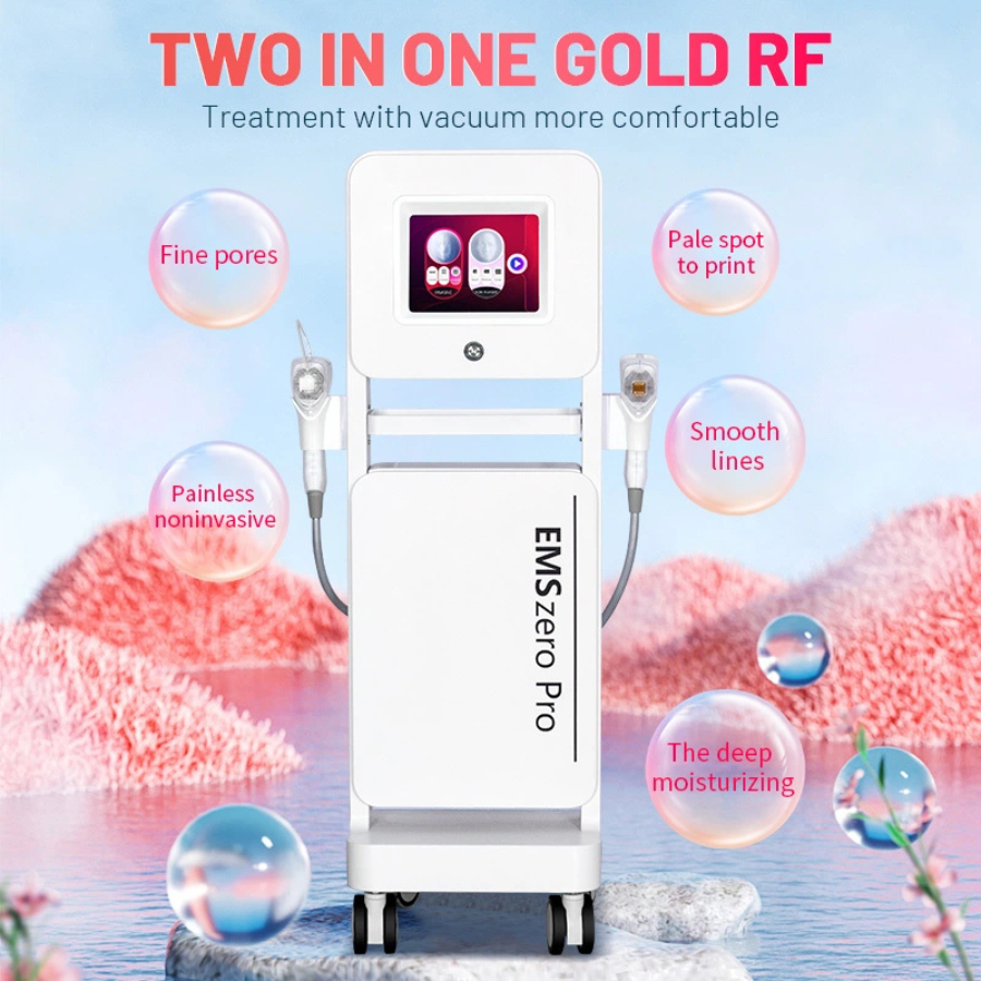 2 In 1 Gold RF Facial Machine Fractional Microneedling for Wrinkles Acne Skin Rejuvenation Portable
