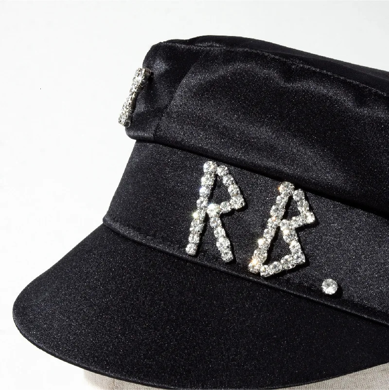 Fashion Diamond Letter Stain sboy Cap for Women Crystal-embellished Baker Boy Caps S-XL for Different Head Size 250714
