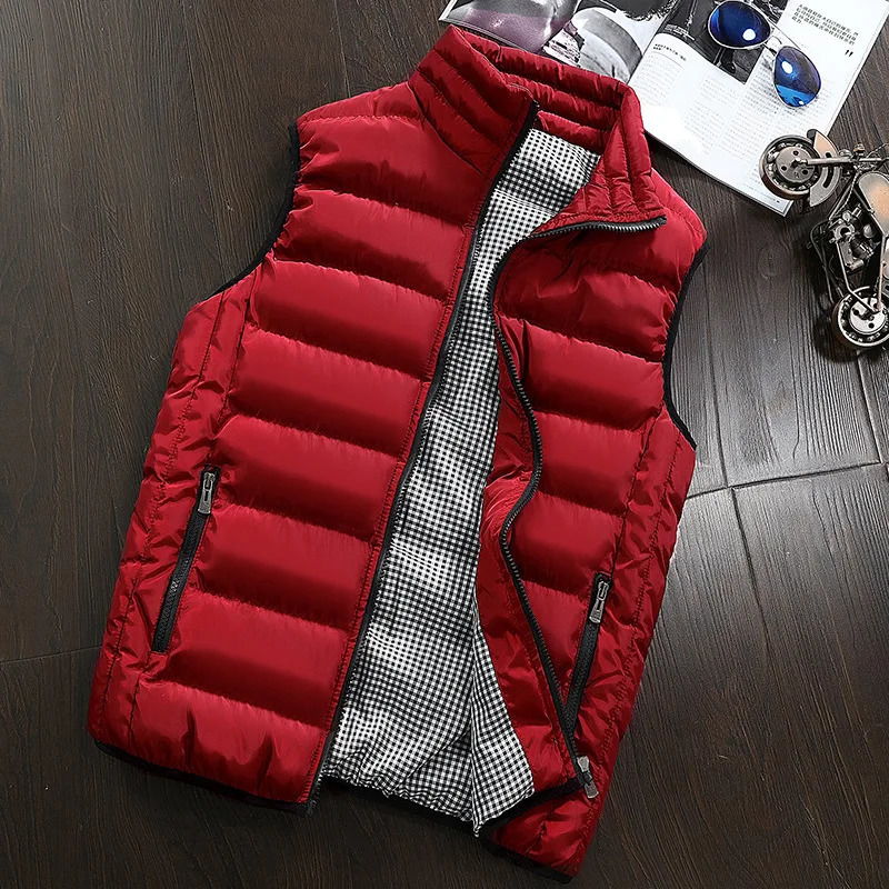 Men Vest Windproof Jacket Sleeveless Winter Casual Coat down Cotton Warm Thicken Waistcoat thick gilet 250707