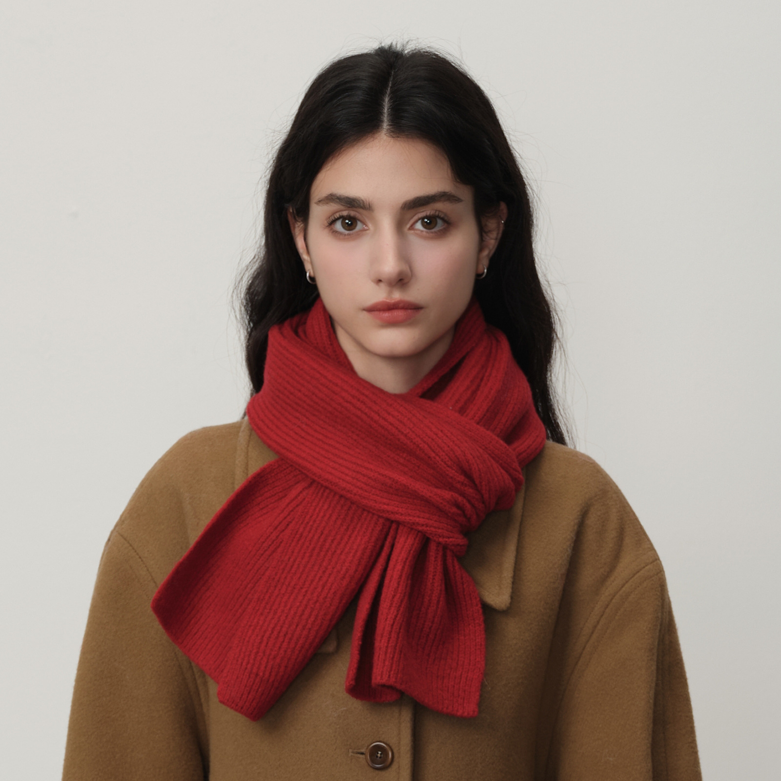 K1354 Korean autumn and winter new warm knitted wool blend soft and comfortable scarf simple and fashionable student female neck scarf