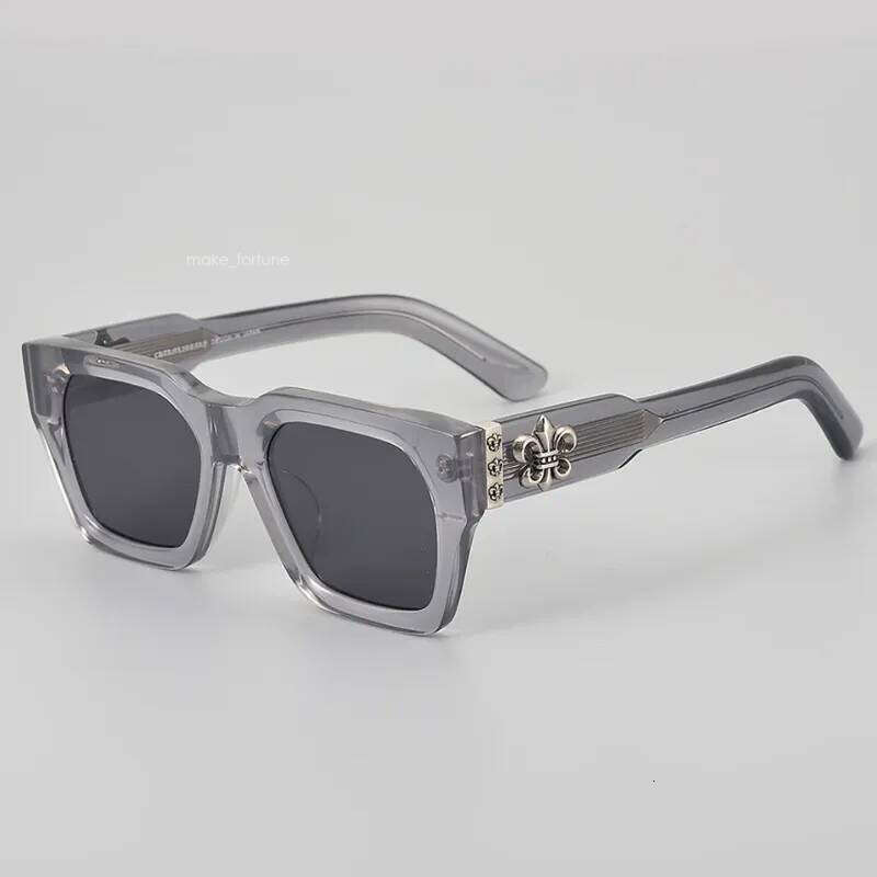 Chrome Sunglasses Fashionable Women's Square Acetate Crome Brand Design Uv400 Men's Outdoor Vacation Chrme Sun Chrome Glasses 0E4