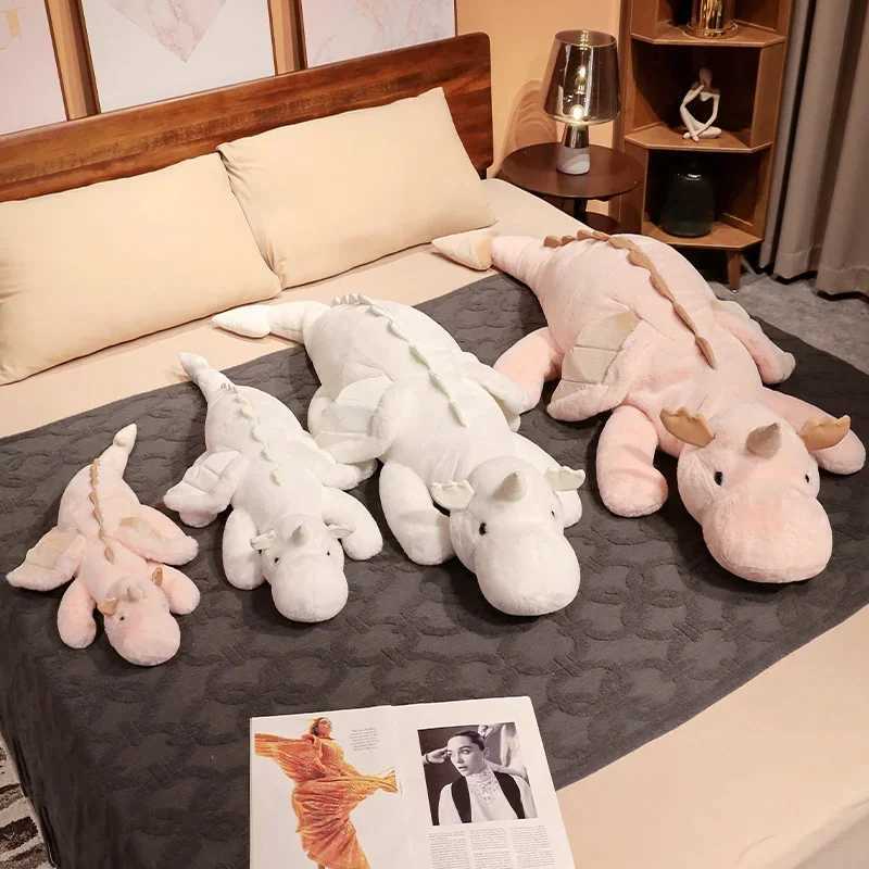 Giant Flying Dragon White Pink Snow Dragon Plush Dinosaur Plushie Toy Soft Stuffed Animal Doll Big Sleep Pillow Kid Gift XJ250715