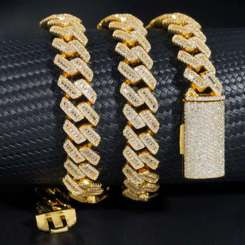 Hip-Hop New Style Iced Sier 12mm Wide Long Stick Motorcycle Gold-Plated Cuban Chain jewelry bracelet necklace