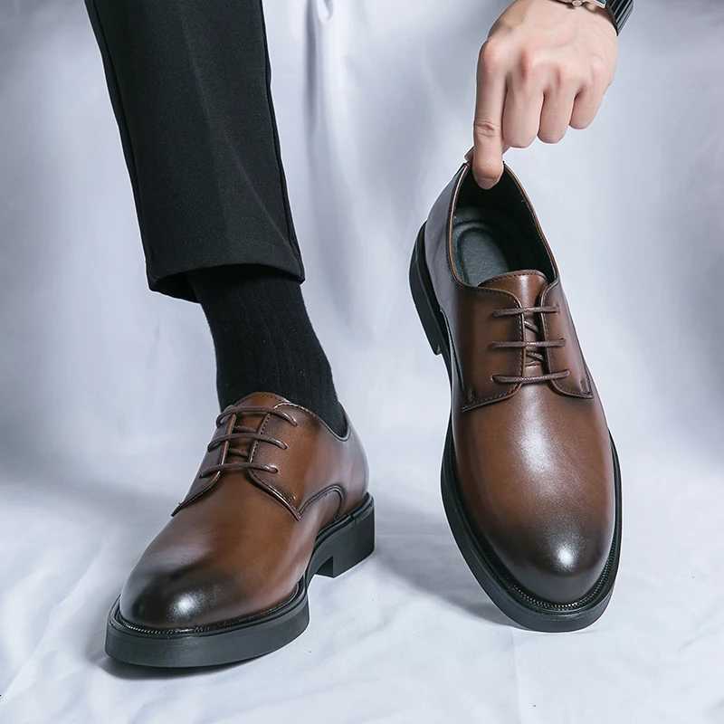 Lace-up Office Social Shoes Male Party Wedding Shoes Luxury Derby Dress Leather Men Shoes Men Spring/Autumn Formal Shoes For Men Y250715