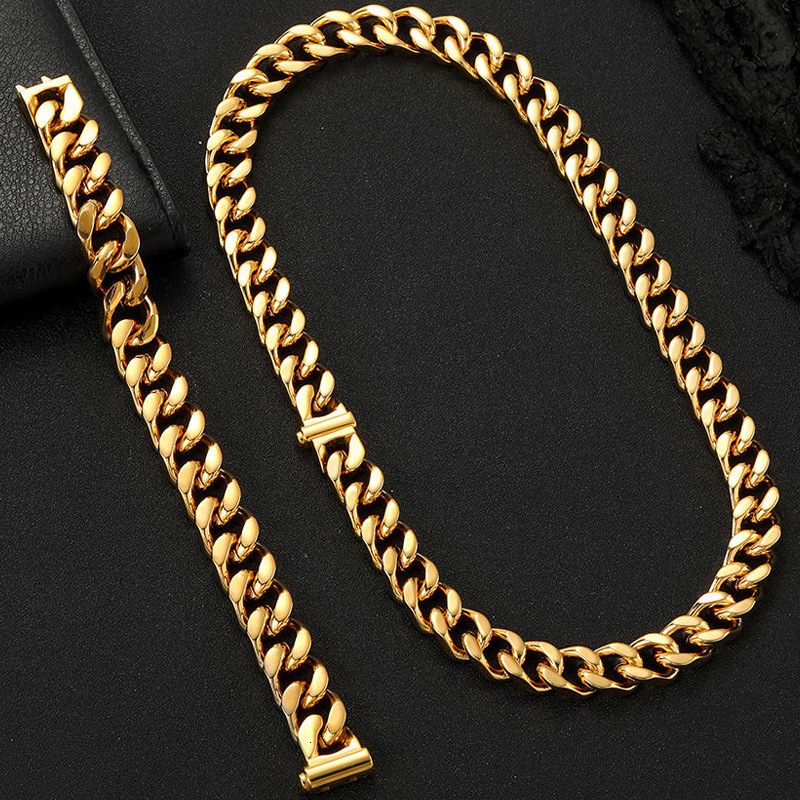 Luxury Jewelry Designer Jewelry Hot Selling European And American Style Thick Four-sided Polished Stainless Steel Chain Men's Bold Titanium Steel