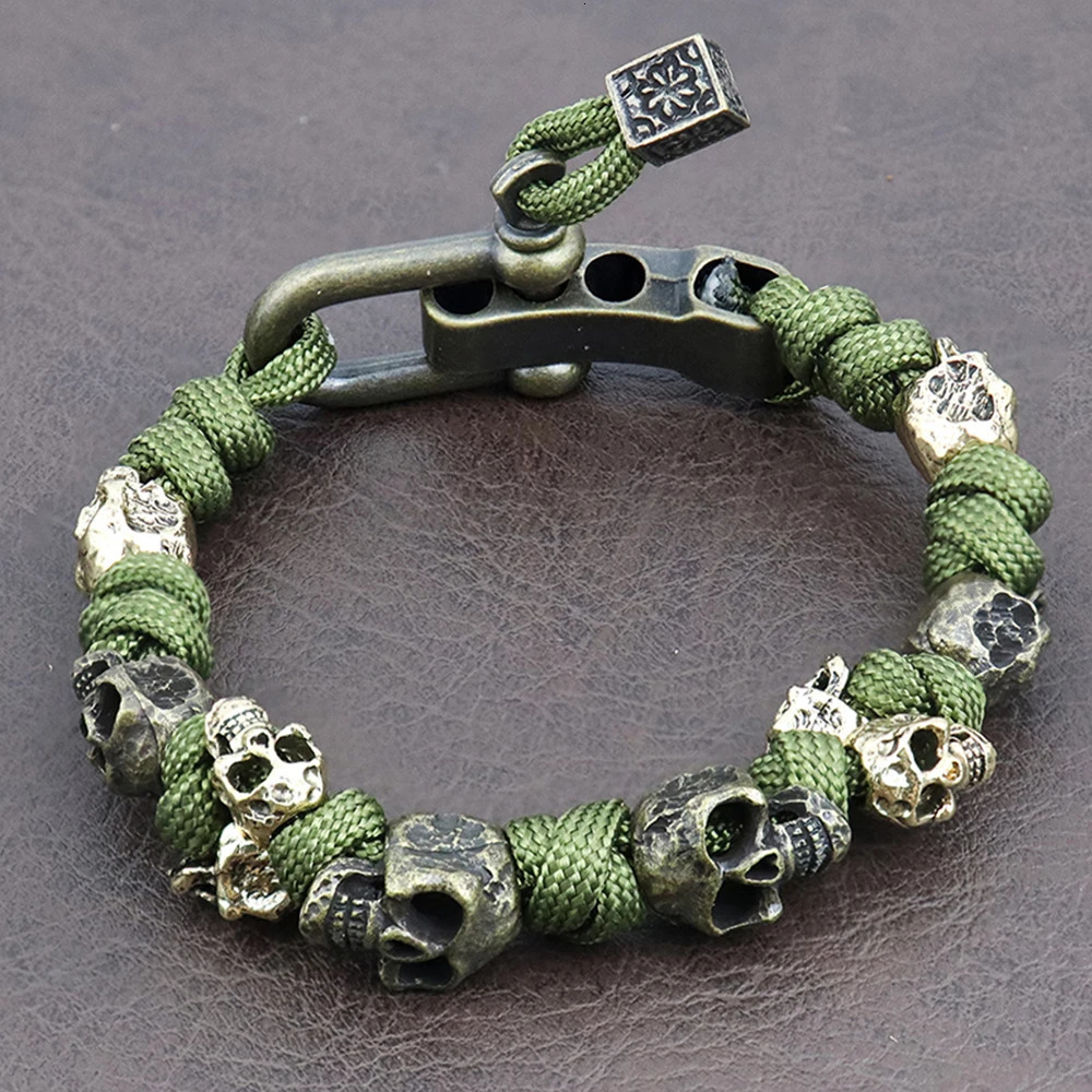 Unique Skull Bracelets Men Vintage Adjustable Handmade Woven Bracelet Punk Rock Motorcycle Male Jewelry Gift Drop 250712