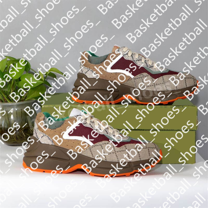 Designer Rhyton Beige Retro Casual Shoes Men Women Ladies Platform Shoe Preschool Athletic Outdoor Men's Leather Sneakers Trainers