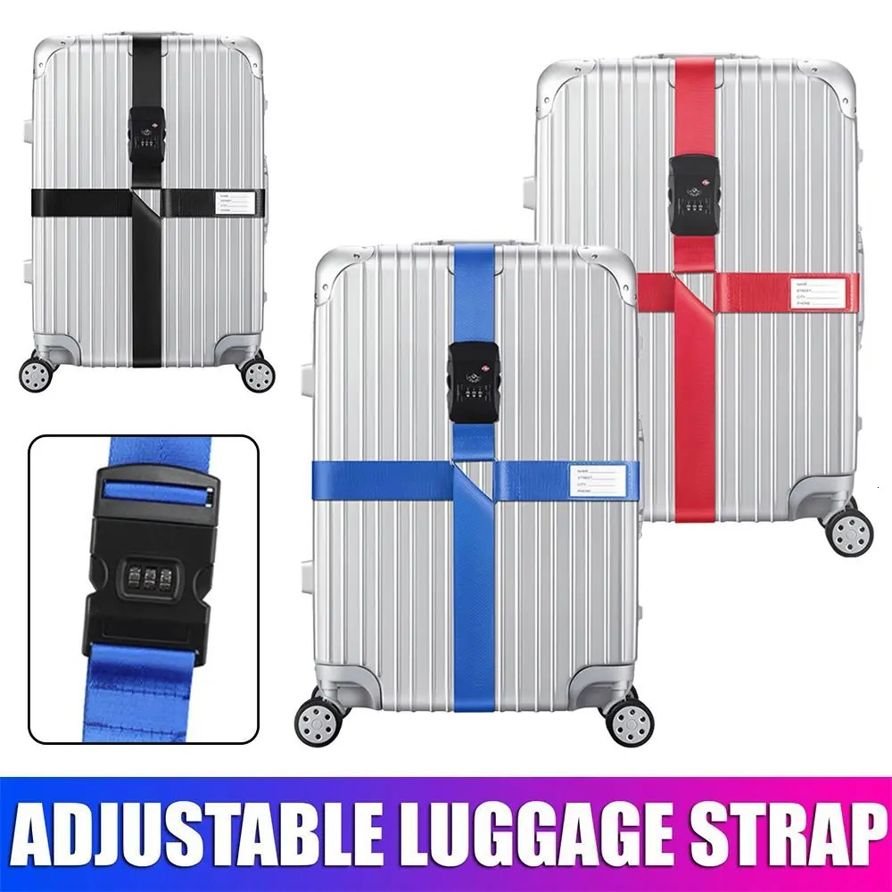 Adjustable Travel Suitcase Band Luggage Suitcase Rope Straps TSA Password Customs Lock Luggage Cross Belt Travel Accessories 250708