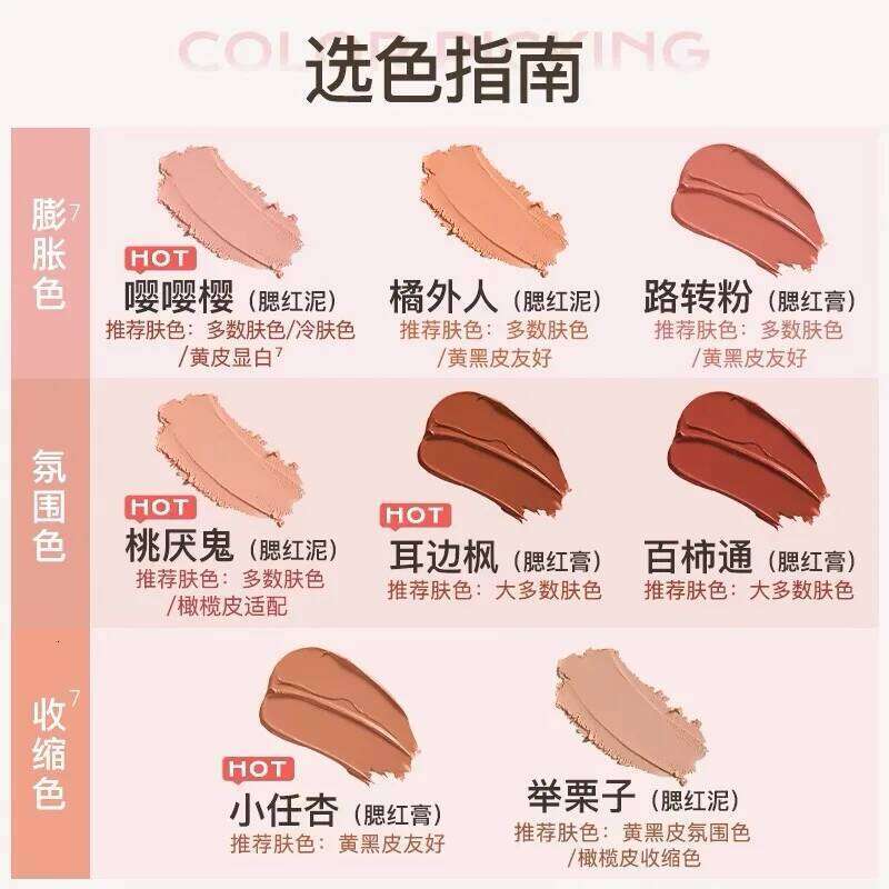 UNNY Facial Blusher Cream Air Cushion Puff Moisturized Soft Matte Rouge Cheek Contour Tint High Pigment Lasting Makeup X250715