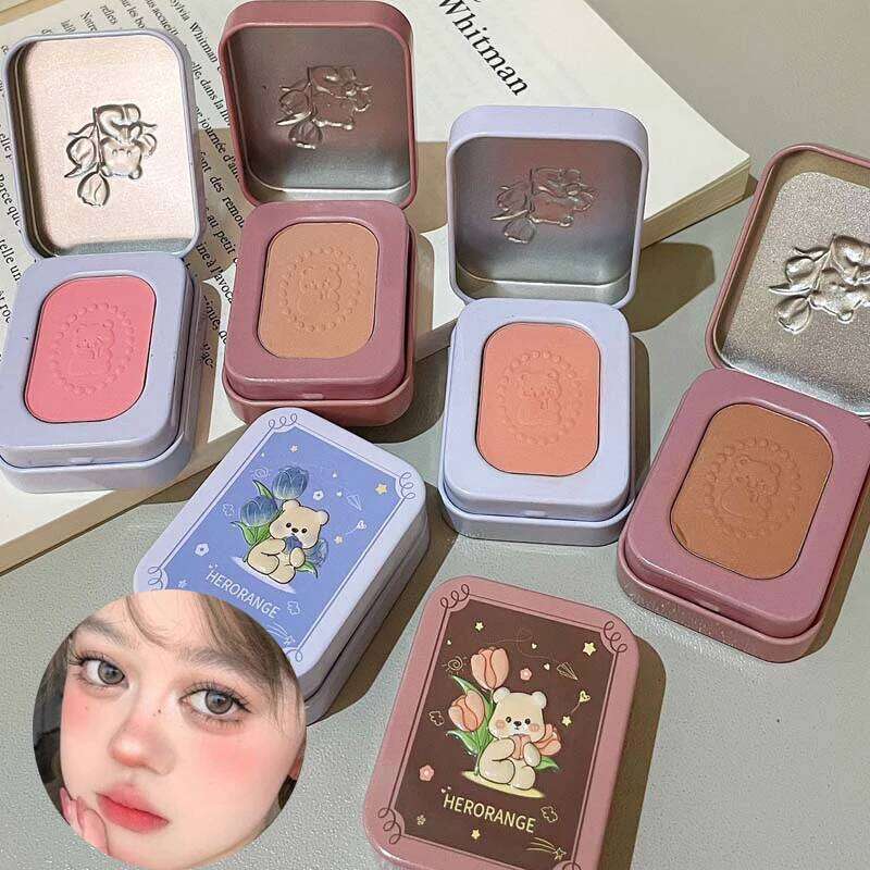 Tin Box Blusher Low Saturation Rose Brown Matte Natural Cheek Tint Brighten Waterproof Face Contouring Cosmetics Blush Powder X250715