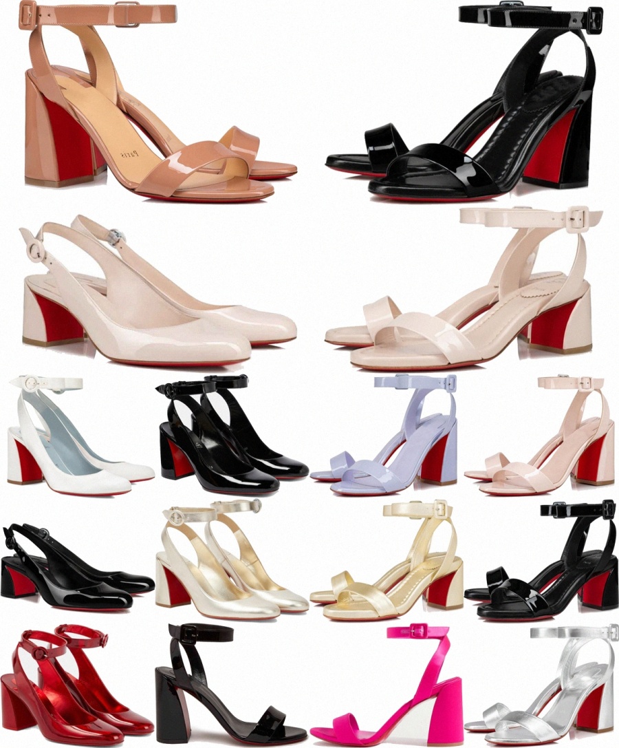 designer miss sandal Red soled shoe womens Paris patent leather miss sabina 8cm Ankle frenulum sandal designer women Coarse heeled sandals red high h l9c0#