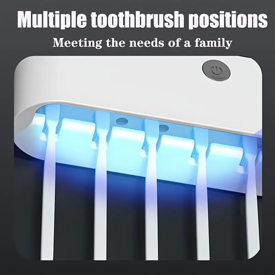 Smart Sterilizer Dwe74 Wall Mounted Holder Toothpaste Dispenser, Toothbrush Organizer With 5 Brush Slots Ra-909