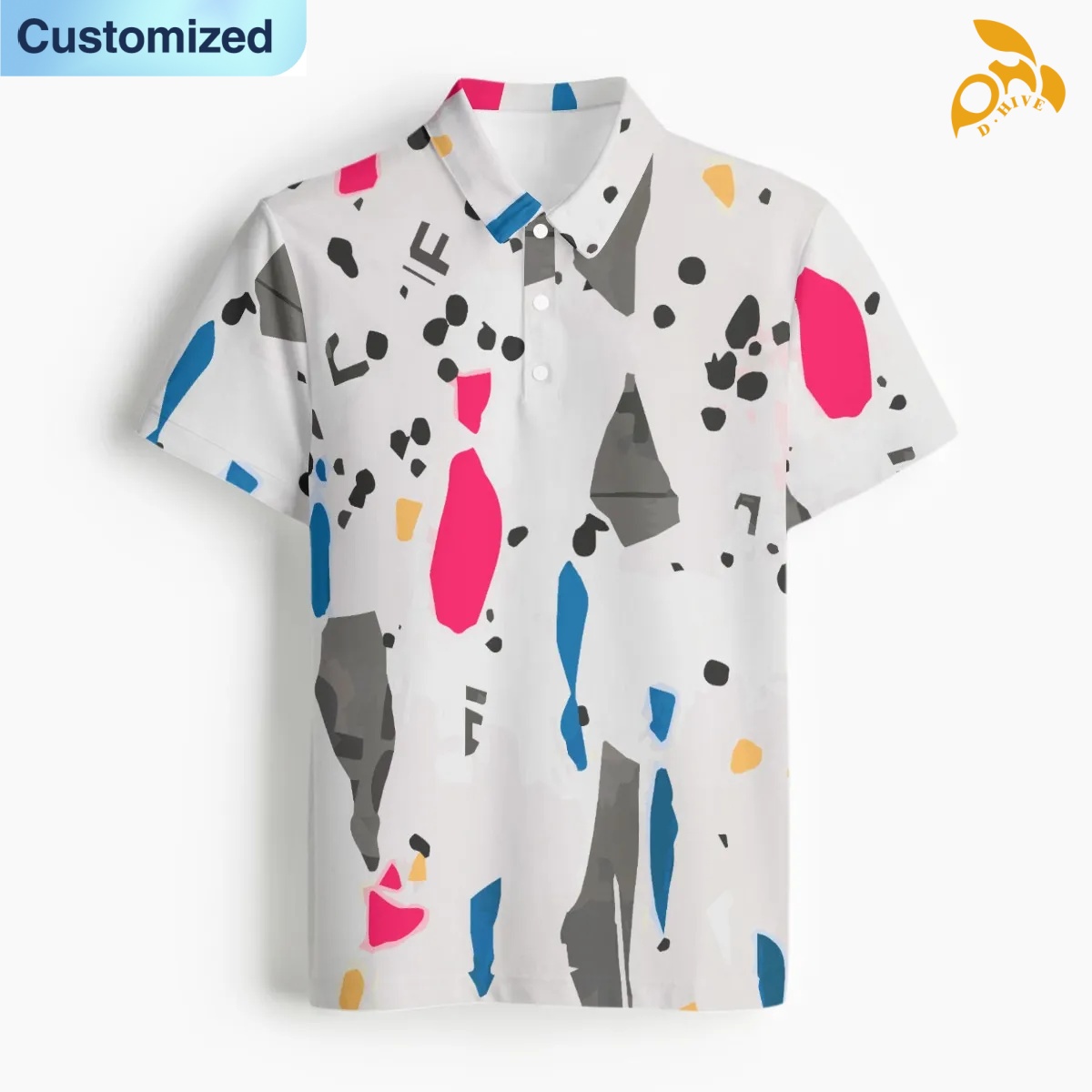 free shipping designer of customized super trendy full-body printed men's Polo collar sweatshirt with exquisite patterns from US