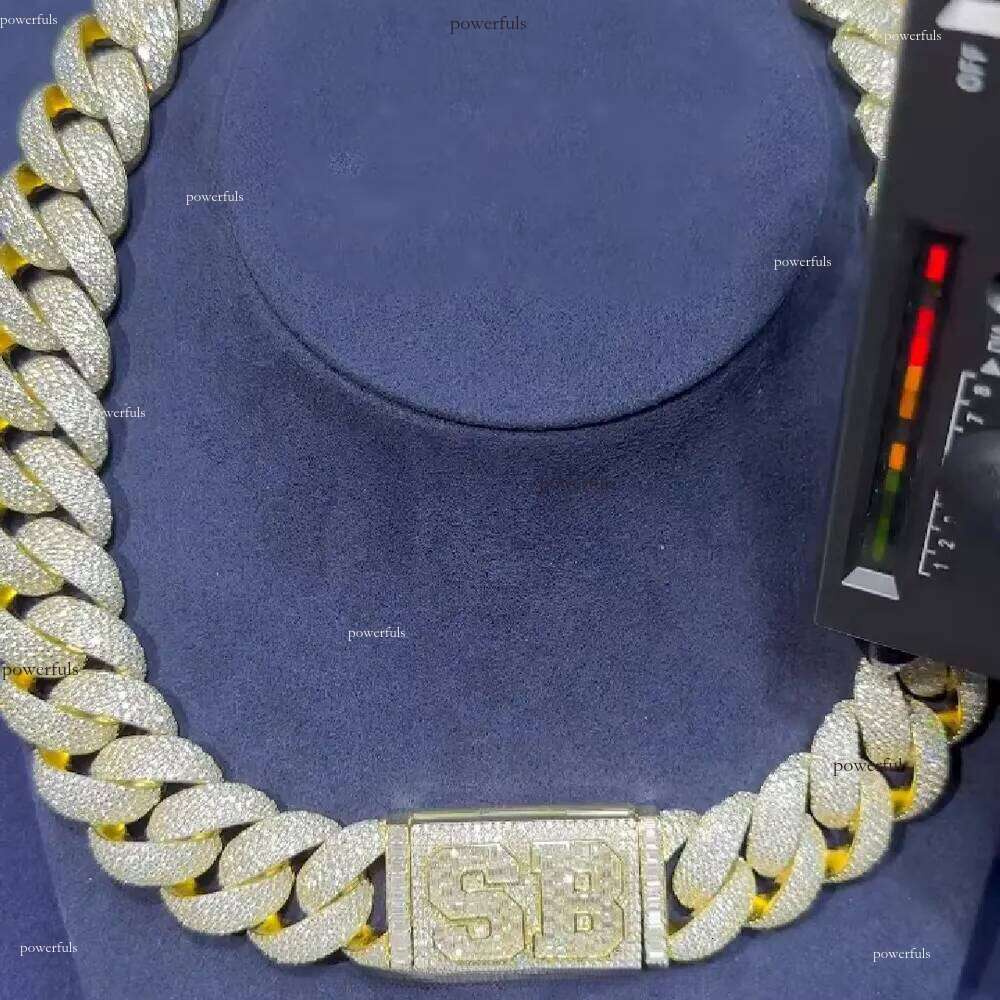 New Arrival Rapper's Hip Hop Jewelry 22mm Sterg Sier 5 Rows VVS Moissanite Iced Out Thick Cuban k Chain Necklace