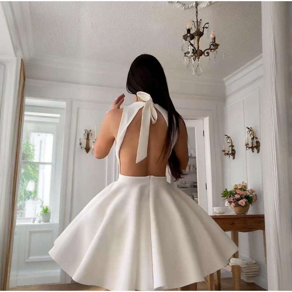 Summer New Women's Solid Color Round Neck Sleeveless Gentle Style Fashion Backless B5
