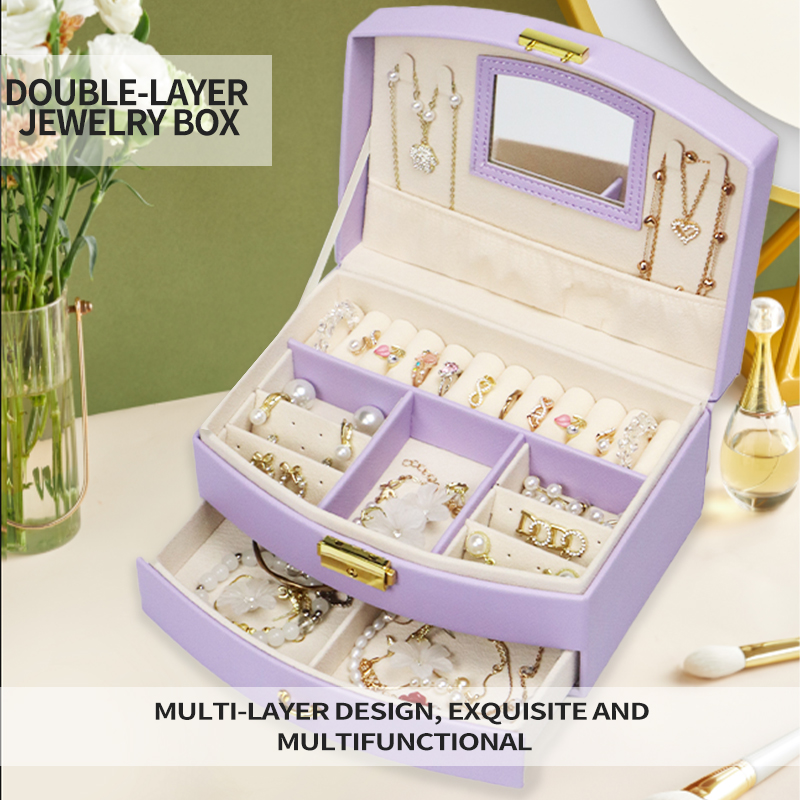 jewelry box Semi-circular double-layer small jewelry storage box