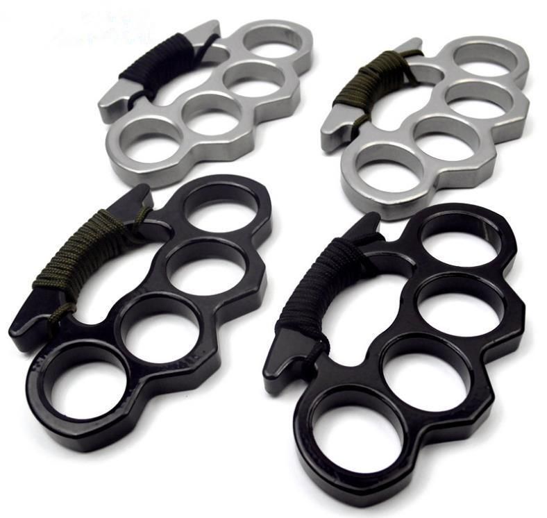 HW103 73G Thick Steel Brass Knuckle Dusters with Rope Women Personal Security Tool Men Boxing Pendant -2