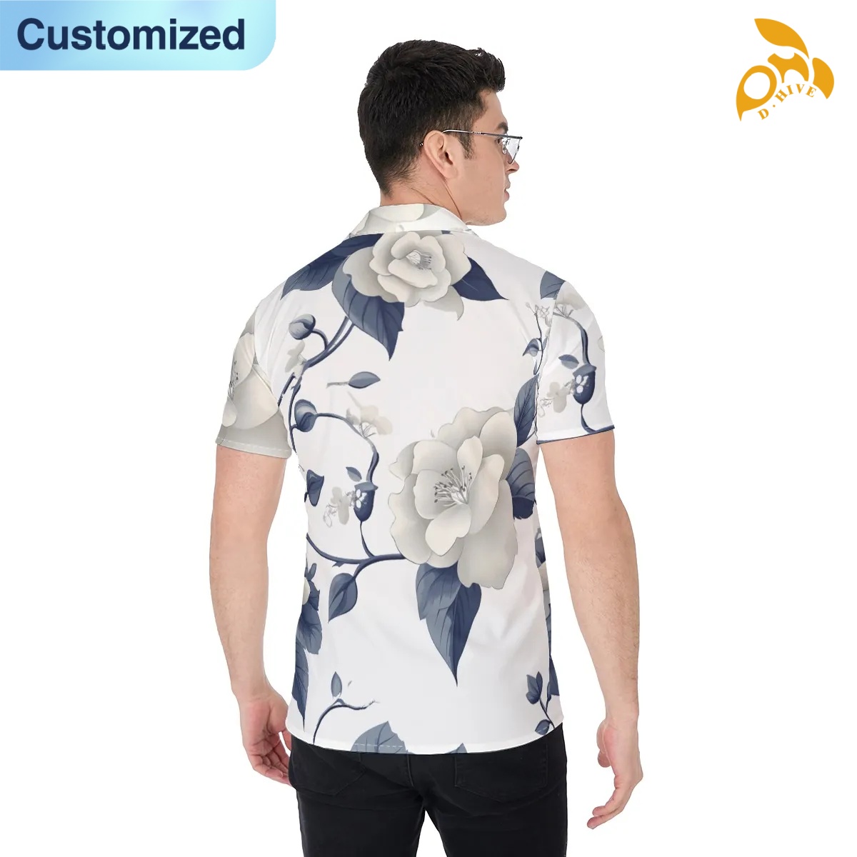 free shipping designer of customized super fashionable full-body printed men's shirt with exquisite patterns from US