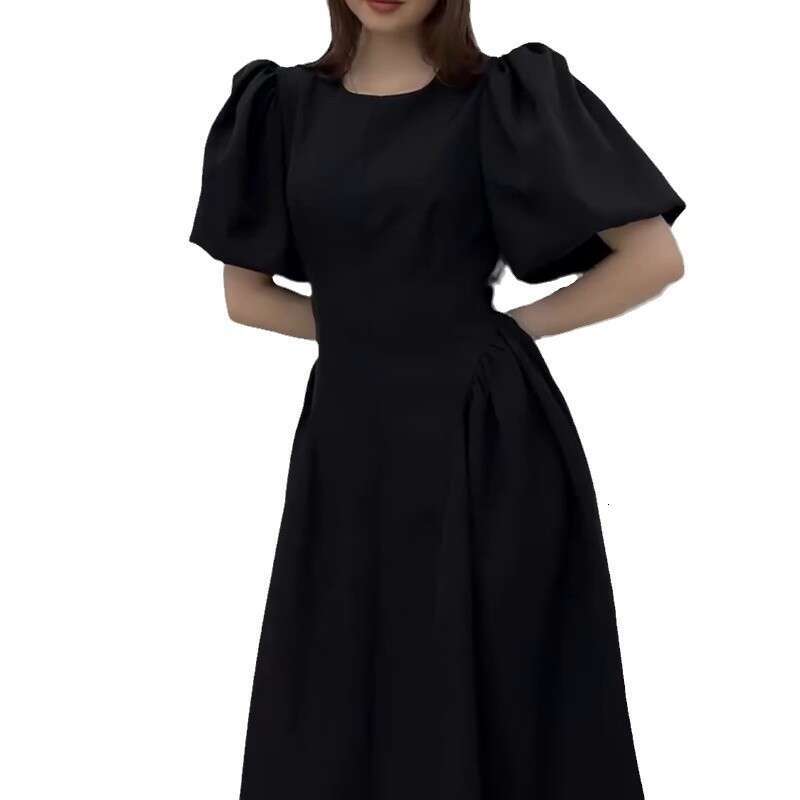Women's Fashion Autumn New Puff Sleeve Tie Fashionable Elegant Dress B5