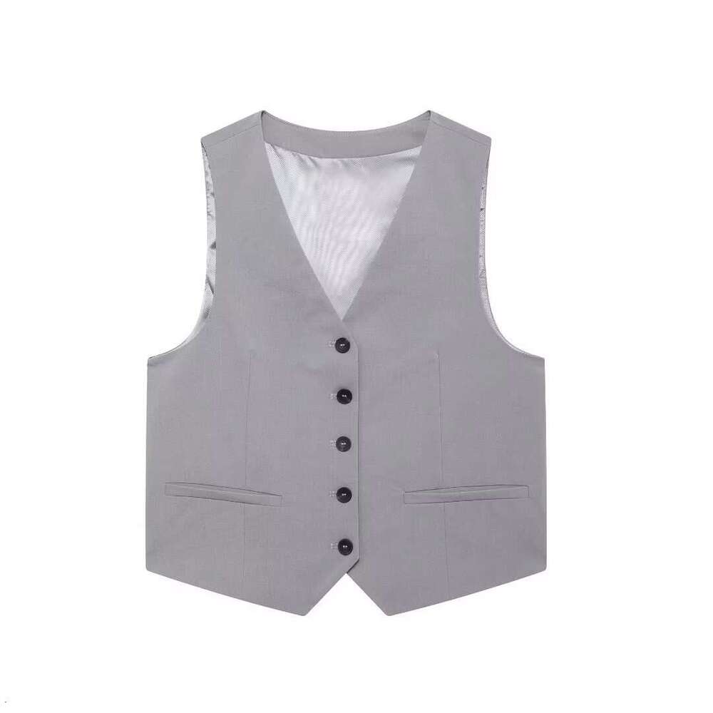 TRAFZA Autumn Versatile Fashion New Tie Strap Vest + Double Pleated Pants Women's Clothing B5
