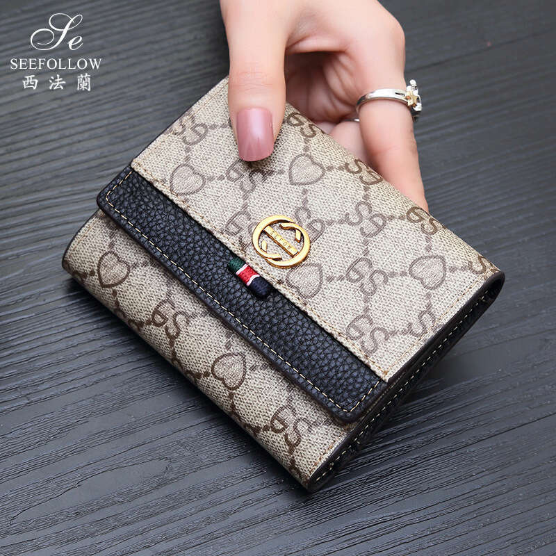 New Dionysus Small for Women, Short Genuine Leather Versatile Clutch, Foldable Cowhide Ladies Wallet Trendy