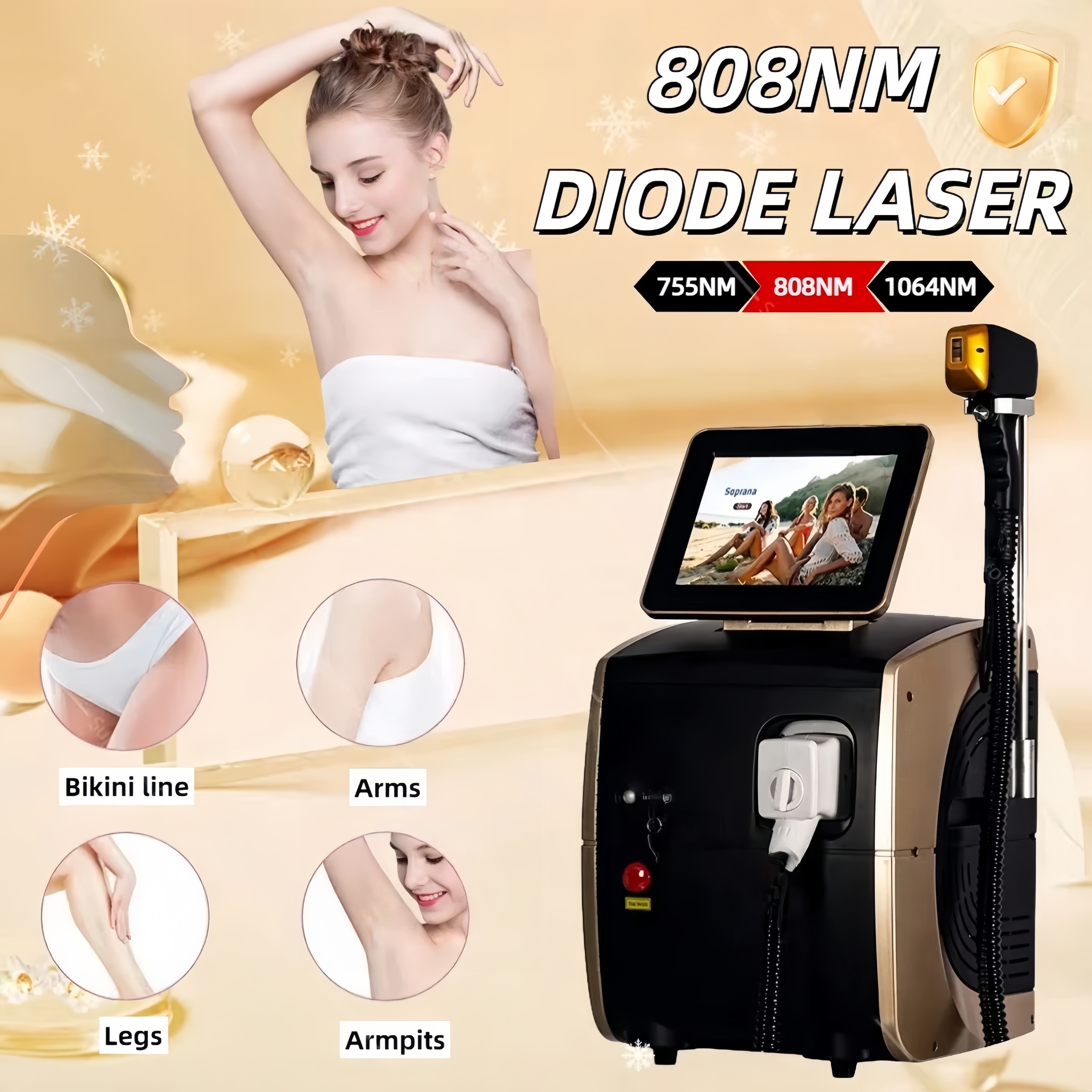 808 high-power 3500W three-wavelength diode laser system 755/808/1064nm - the latest painless permanent hair removal technology