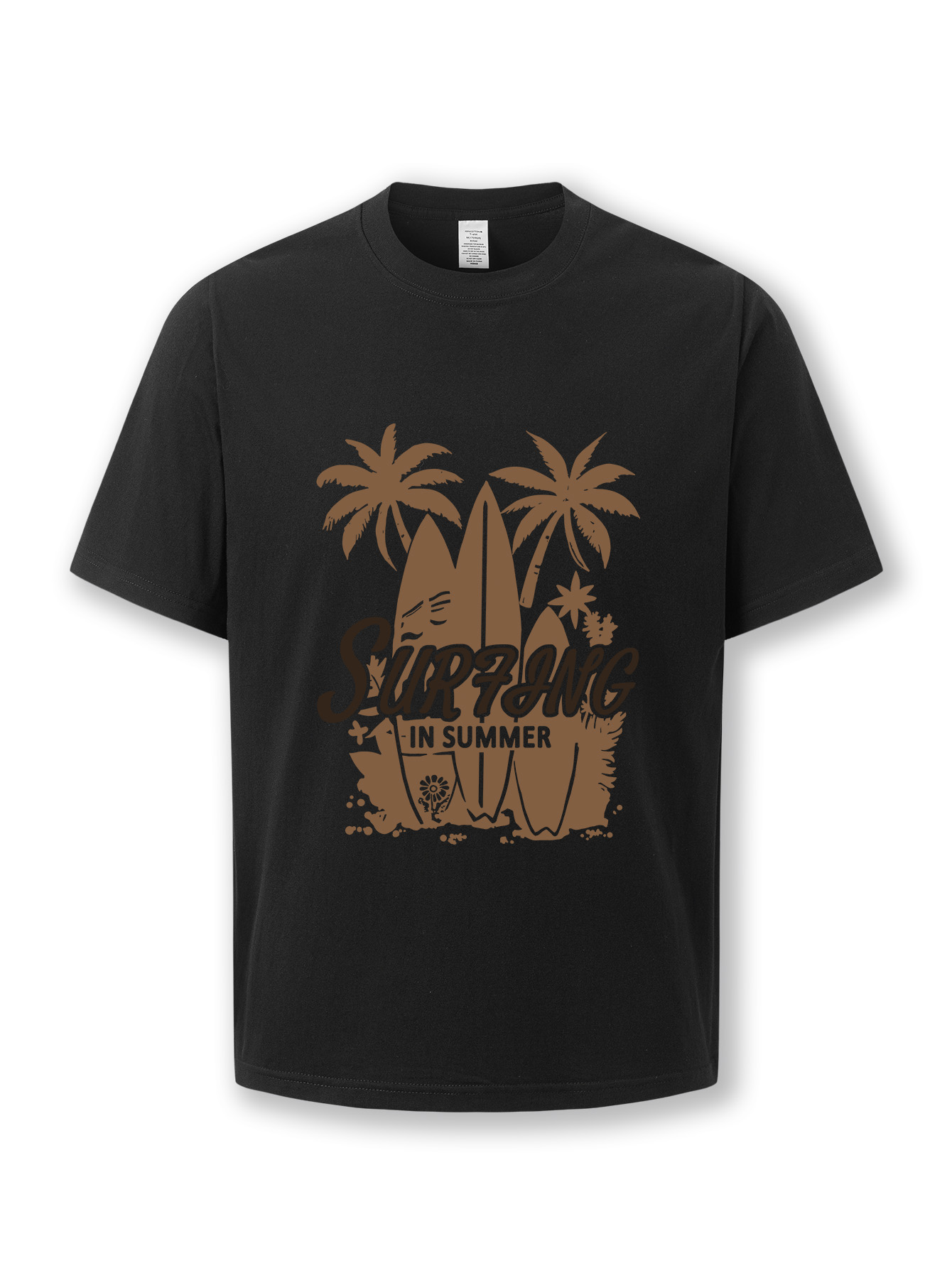 Men's summer casual short-sleeved cotton T-shirt, summer round-neck top with letter pattern design