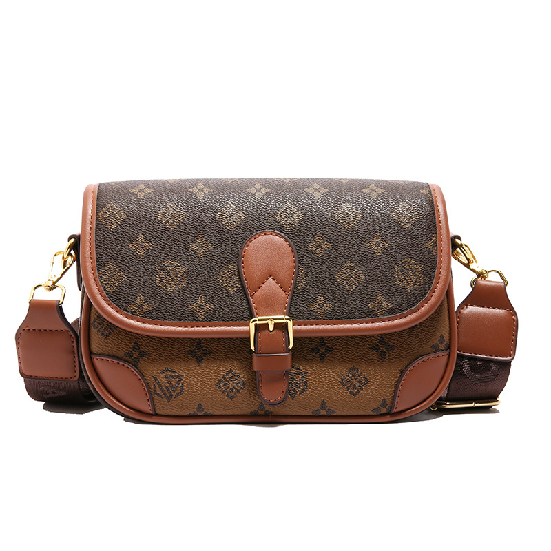 Retro printed contrasting small square bag for women fashionable and simple commuting, underarm shoulder bag popular and versatile niche crossbody bag