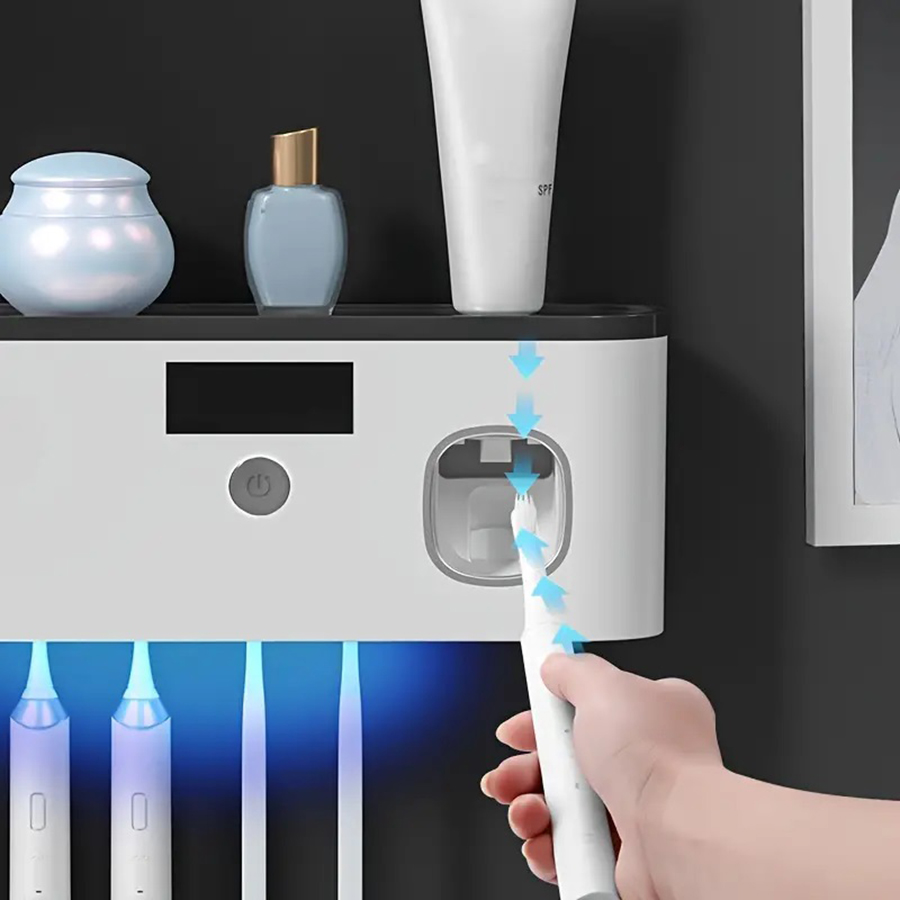 Smart Sterilizer Dwe74 Wall Mounted Holder Toothpaste Dispenser, Toothbrush Organizer With 5 Brush Slots Ra-909