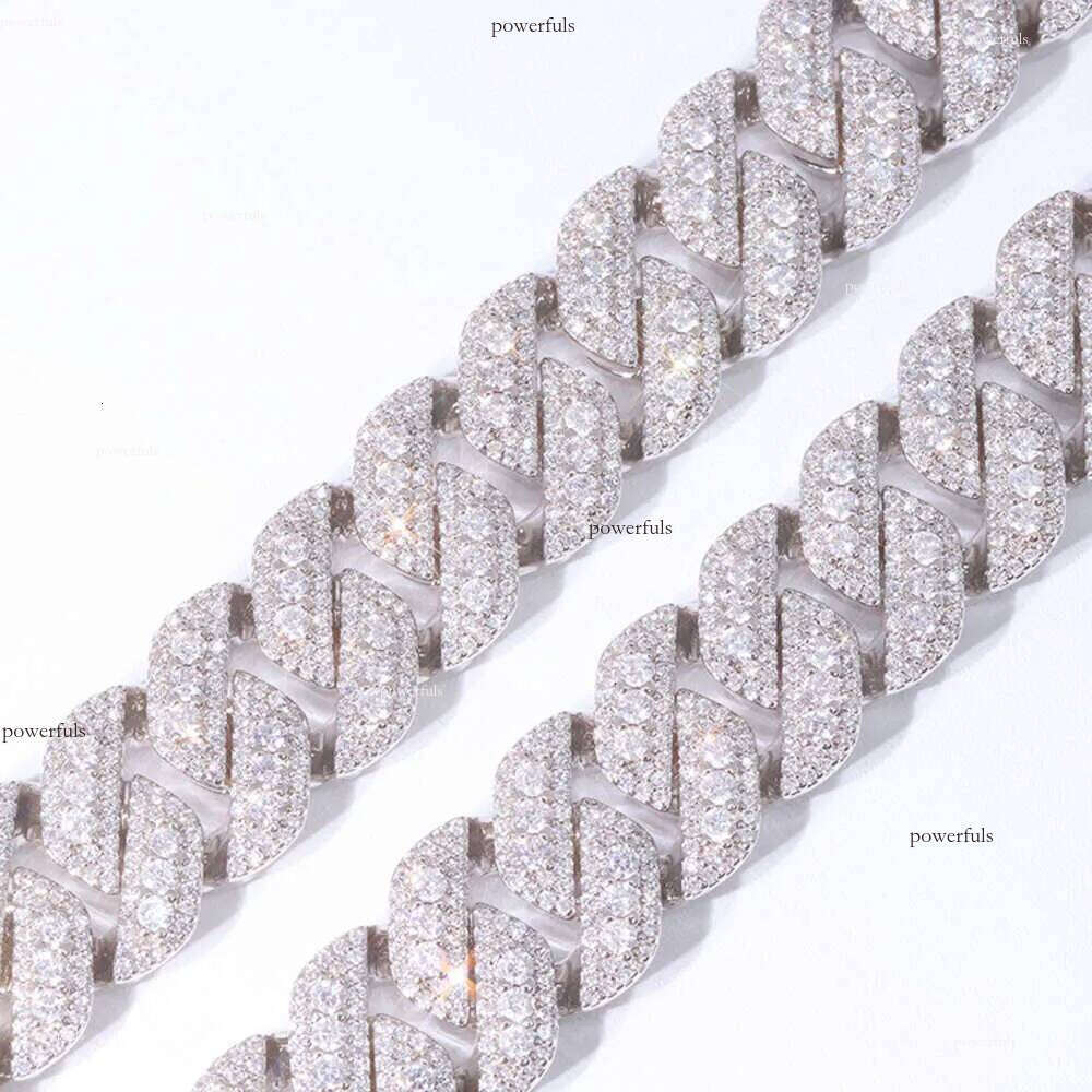 Miami Cuban Link Chain Necklace Designer For Men 2 Row Bling Moissanite Dia 14Mm Wide Choker Iced Out Chains Necklaces Prong Gold Plate Rock Hip Hop J