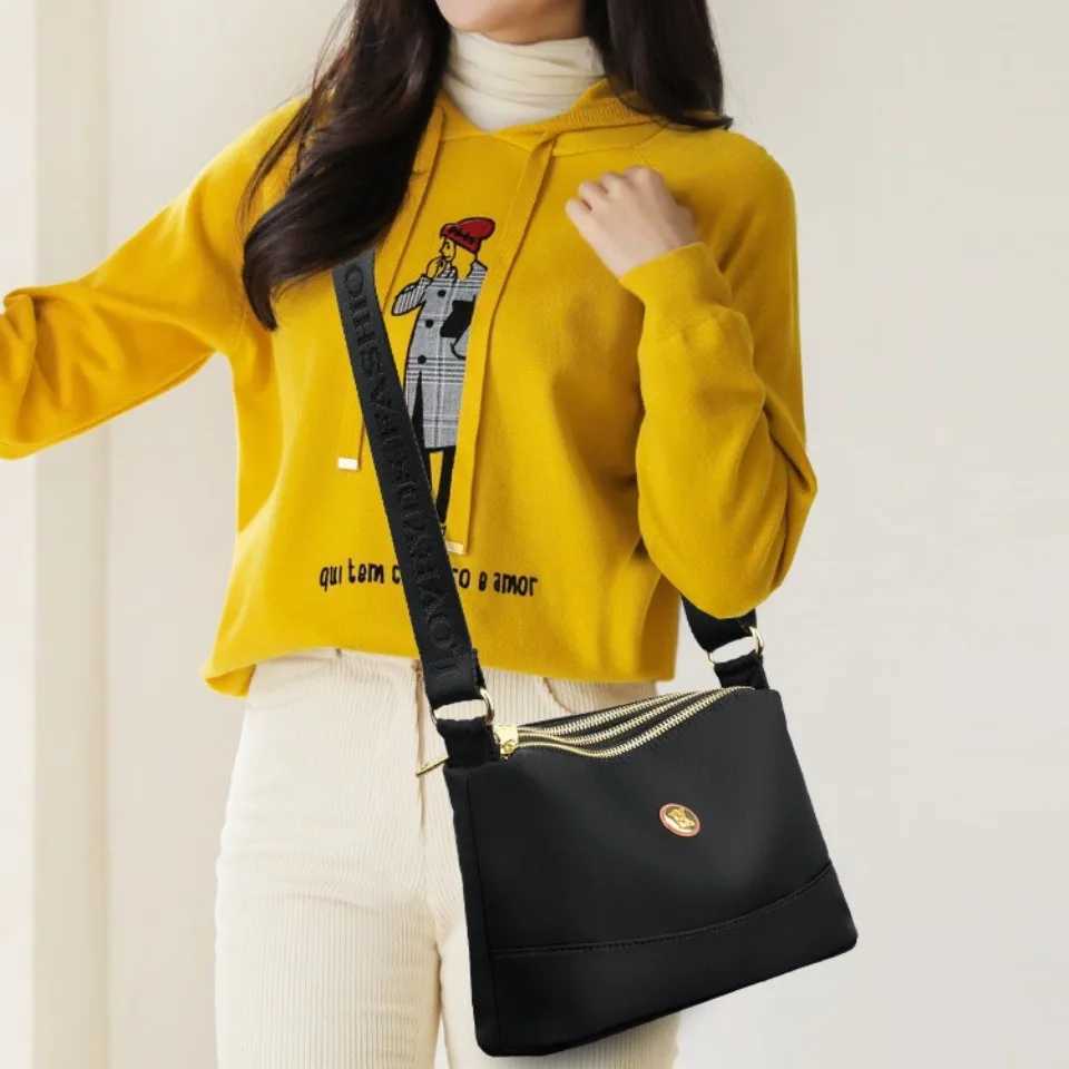 High Quality Womens Waterproof Nylon Multilayer Crossbody Bag Ladies Large Capacity Handbag Purse Female Shoulder Bags 3 Layers