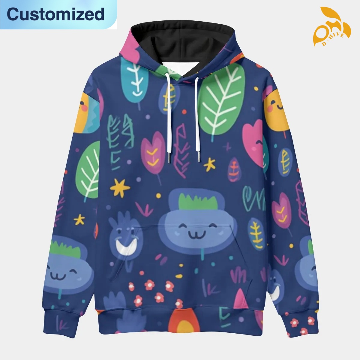free shipping designer of customized breathable trendy All-Over Print Men's thickened pullover hoodie with exquisite patterns from US