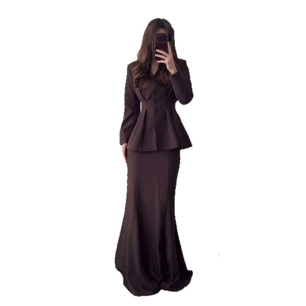 Autumn Winter New Slim Fit Elegant Cardigan Long Sleeve Loose Half Skirt Set B5